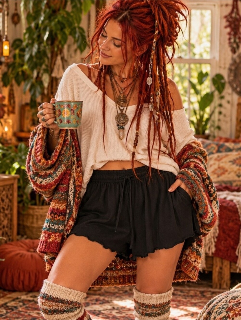 4/$15 Black 2XL Flowey Mini Shorts Drawstring Boho Fairycore Cottagecore Whimsig